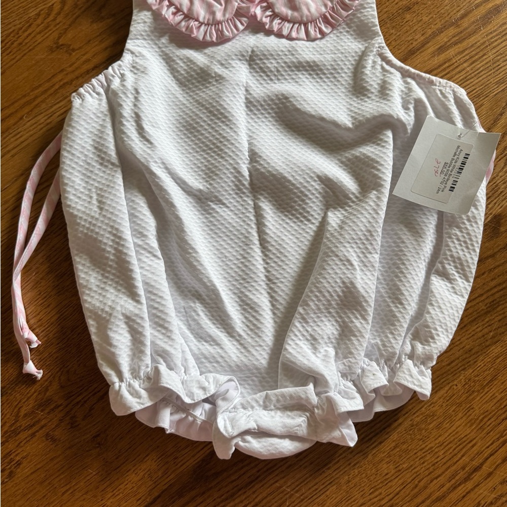 White and Pink Baby Romper
